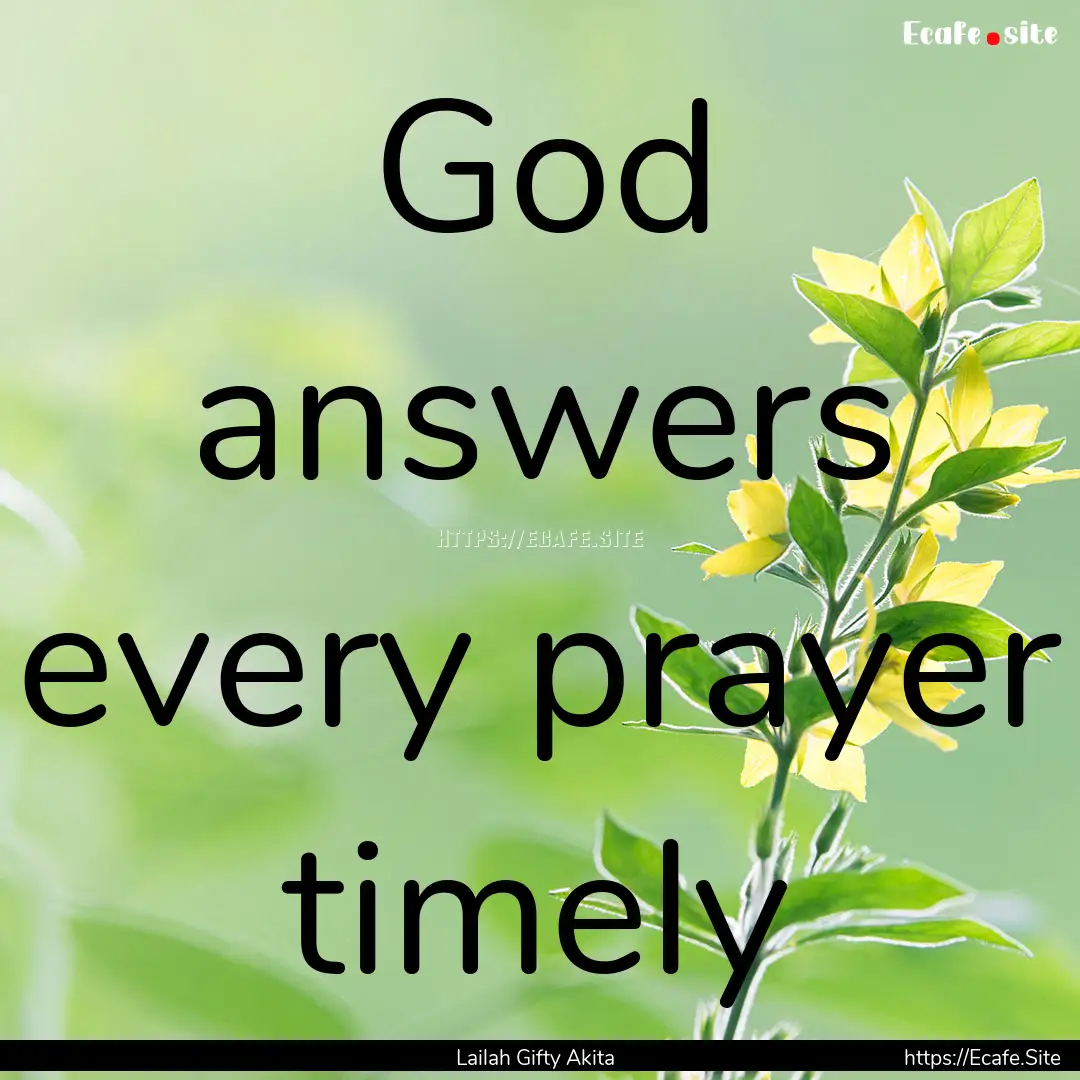 God answers every prayer timely : Quote by Lailah Gifty Akita