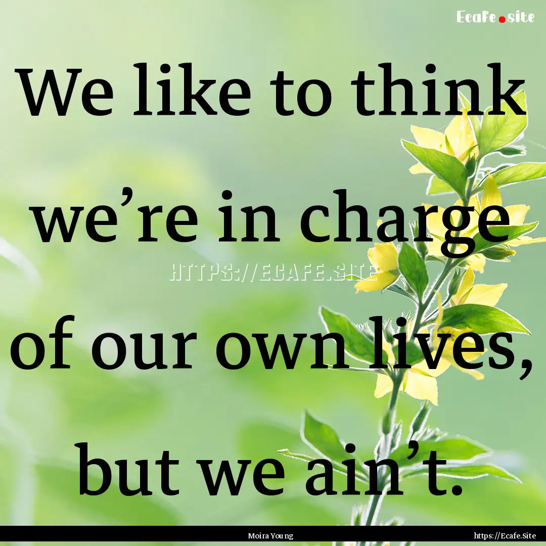 We like to think we’re in charge of our.... : Quote by Moira Young