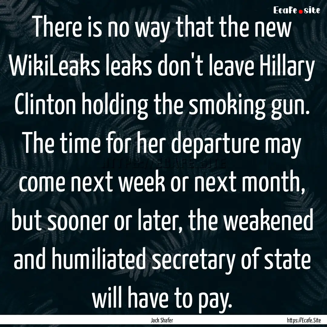 There is no way that the new WikiLeaks leaks.... : Quote by Jack Shafer