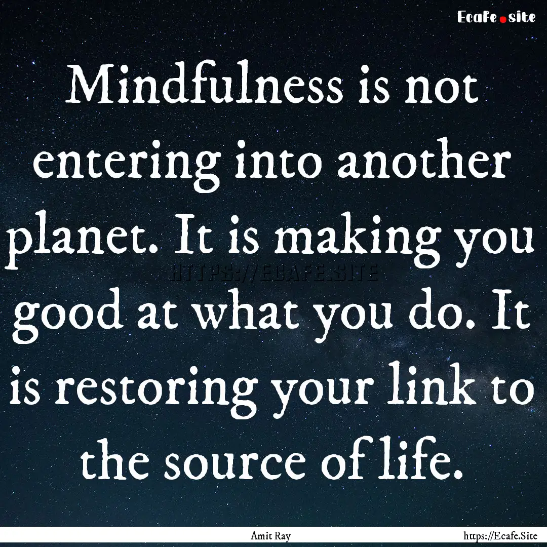 Mindfulness is not entering into another.... : Quote by Amit Ray