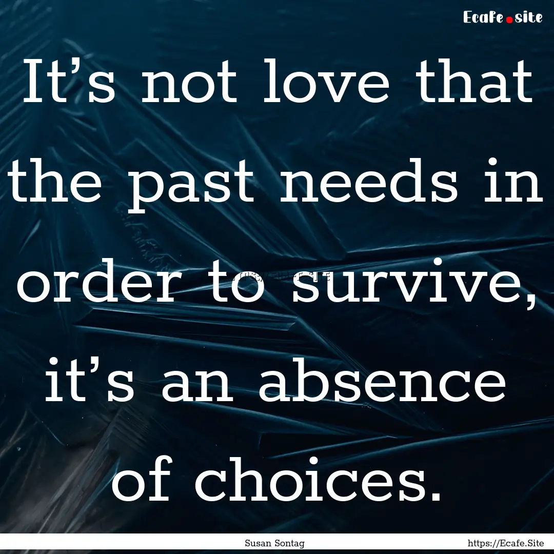 It’s not love that the past needs in order.... : Quote by Susan Sontag