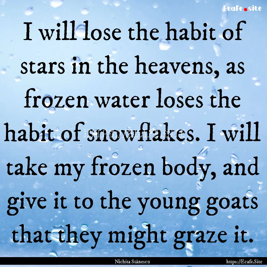 I will lose the habit of stars in the heavens,.... : Quote by Nichita Stănescu