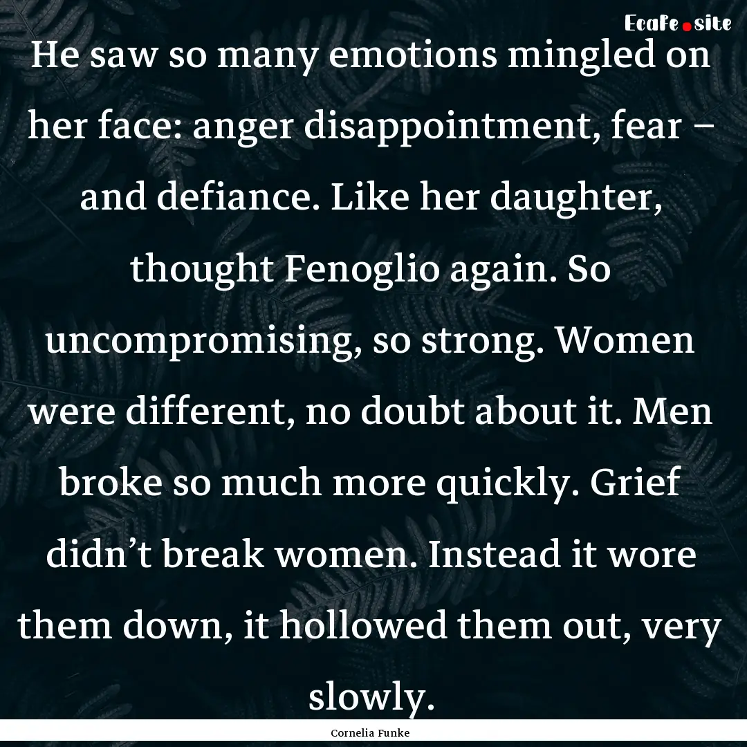 He saw so many emotions mingled on her face:.... : Quote by Cornelia Funke