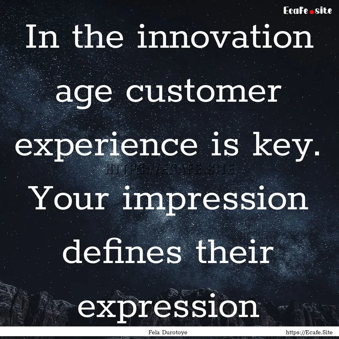 In the innovation age customer experience.... : Quote by Fela Durotoye