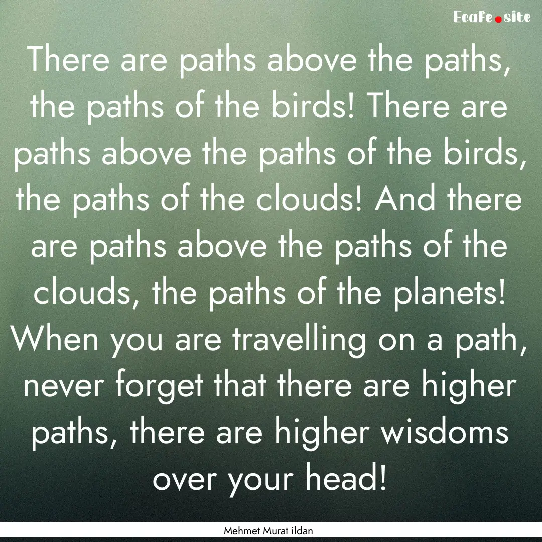 There are paths above the paths, the paths.... : Quote by Mehmet Murat ildan