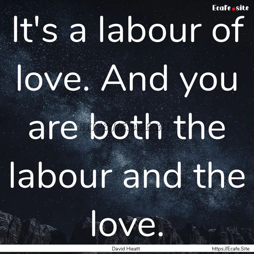 It's a labour of love. And you are both the.... : Quote by David Hieatt