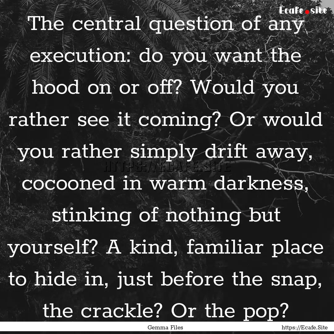 The central question of any execution: do.... : Quote by Gemma Files