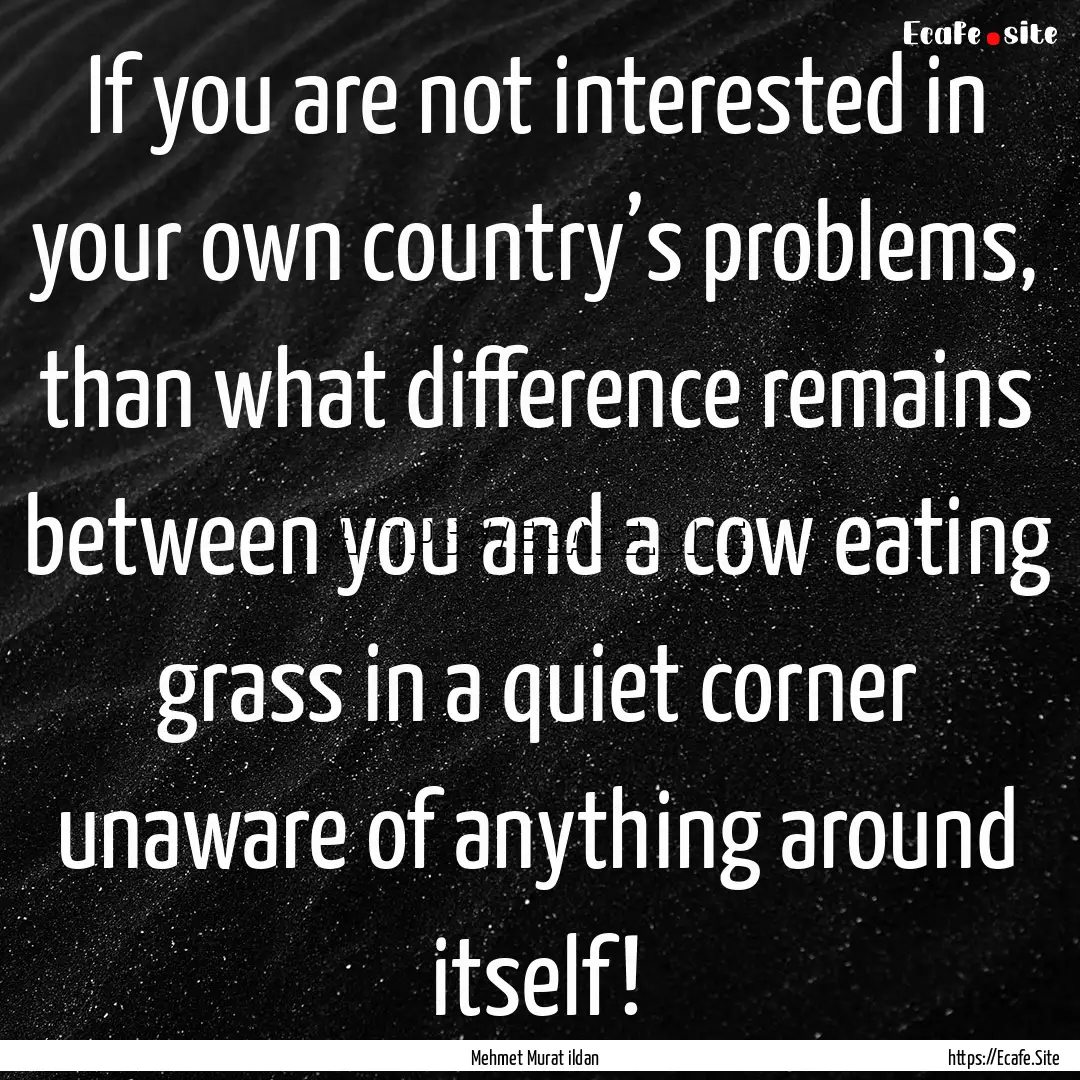 If you are not interested in your own country’s.... : Quote by Mehmet Murat ildan