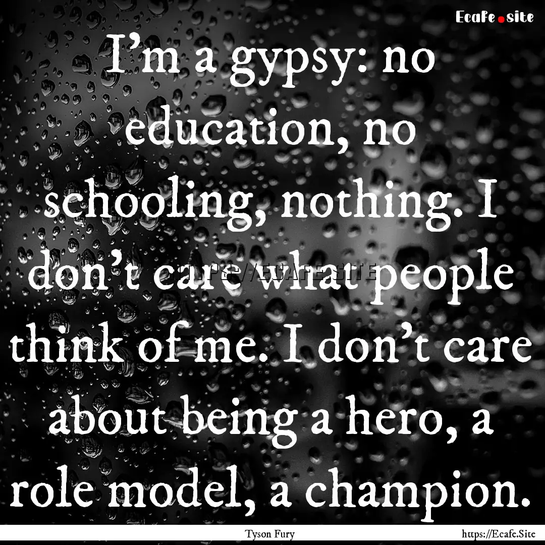 I'm a gypsy: no education, no schooling,.... : Quote by Tyson Fury