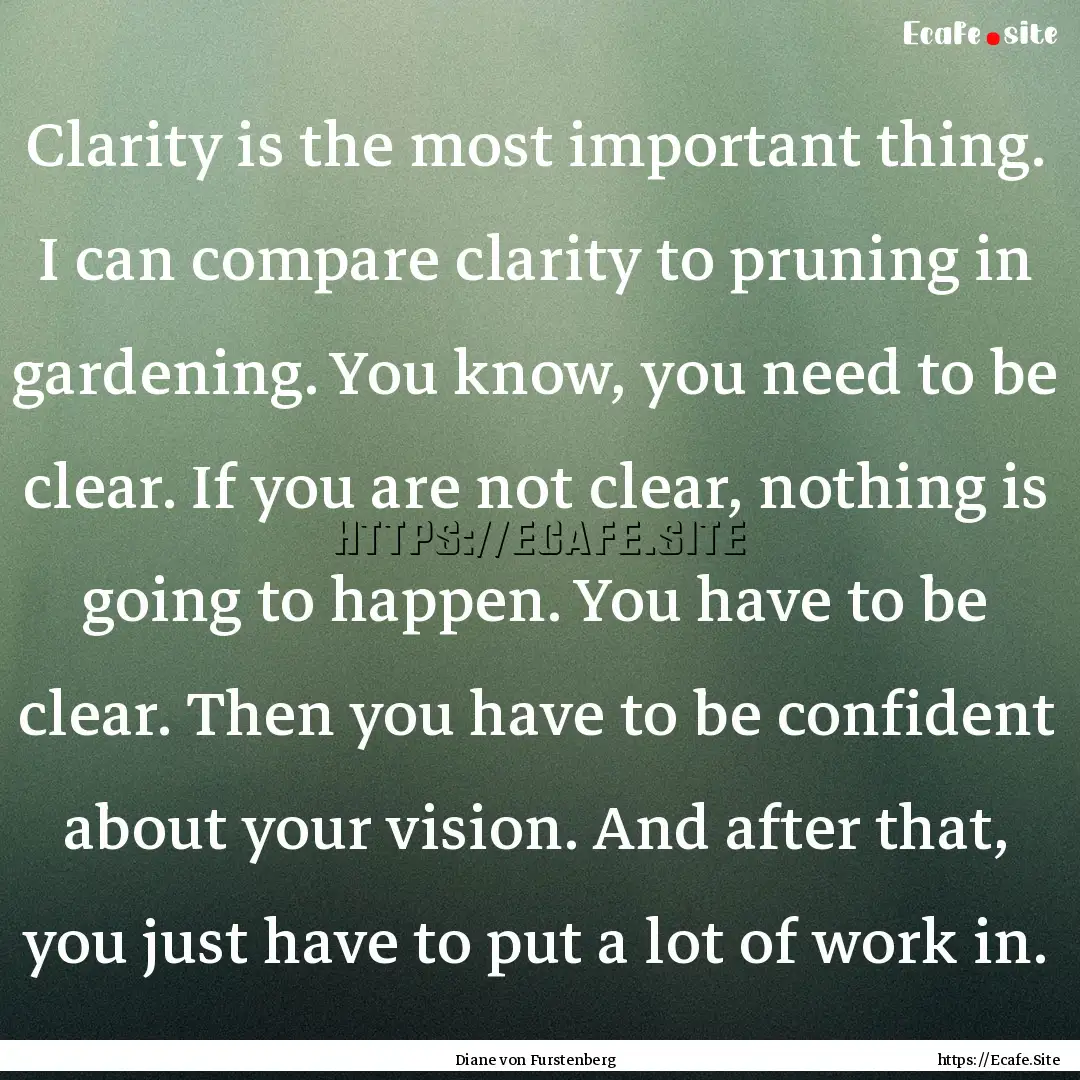 Clarity is the most important thing. I can.... : Quote by Diane von Furstenberg