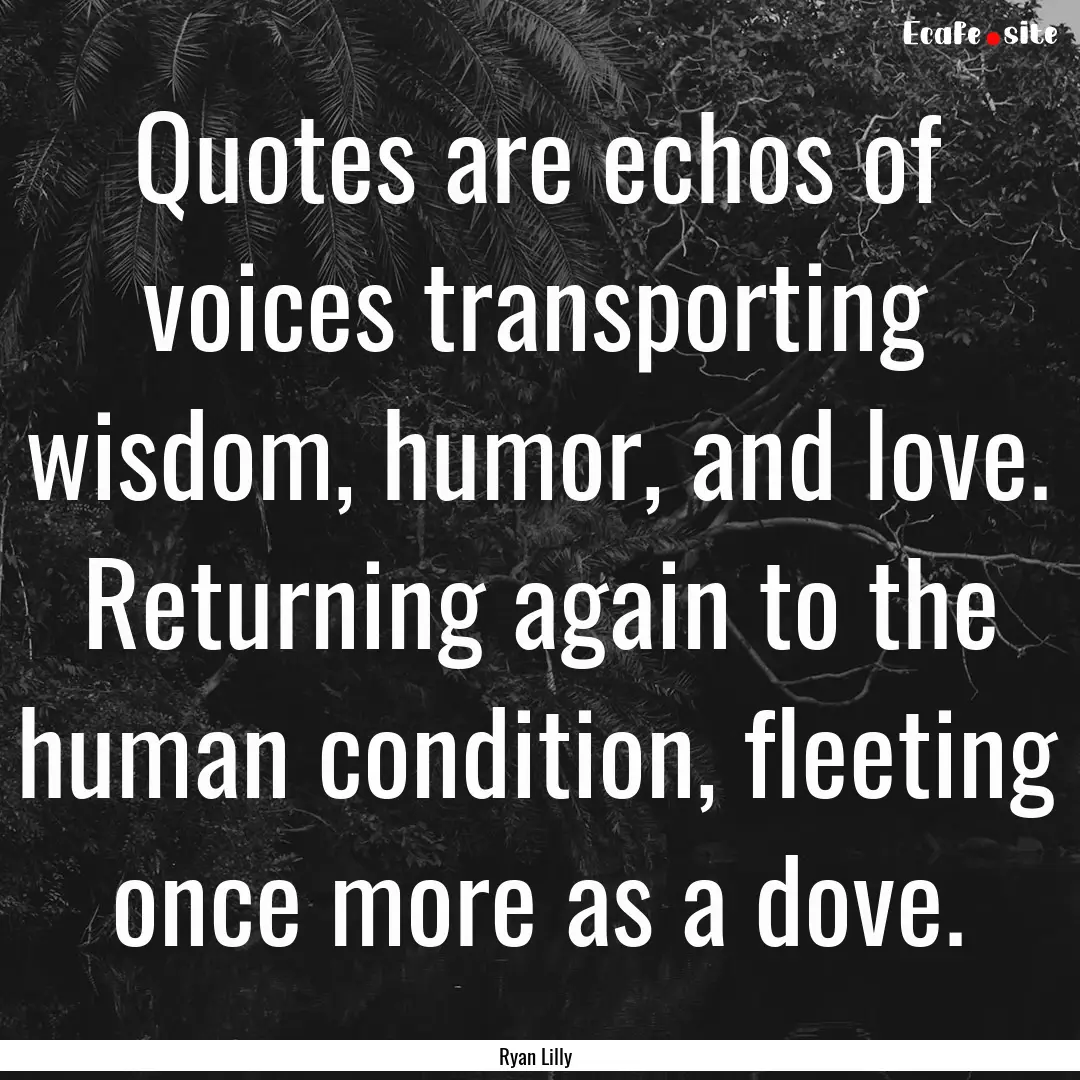 Quotes are echos of voices transporting wisdom,.... : Quote by Ryan Lilly