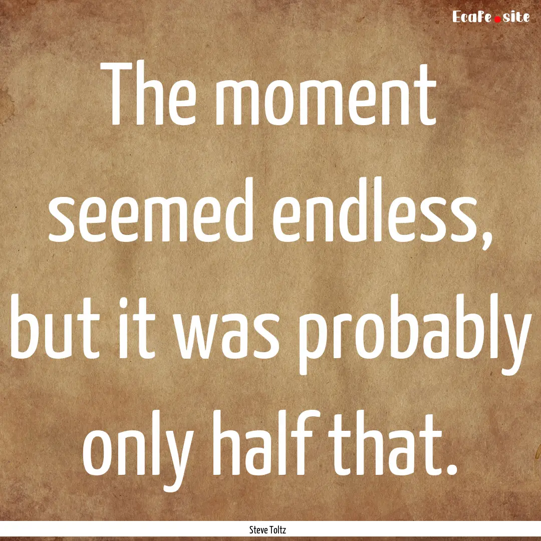 The moment seemed endless, but it was probably.... : Quote by Steve Toltz