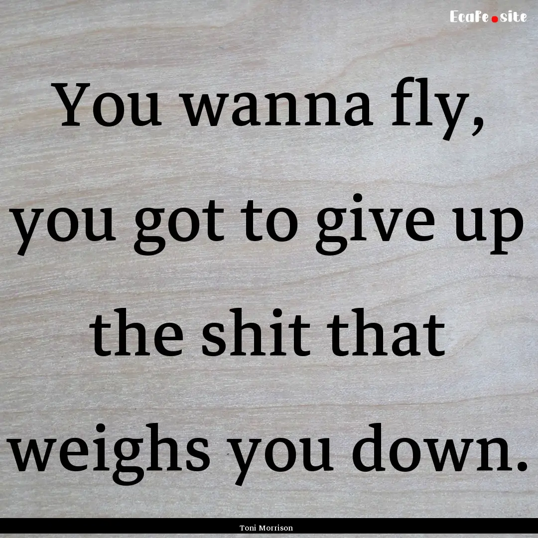 You wanna fly, you got to give up the shit.... : Quote by Toni Morrison