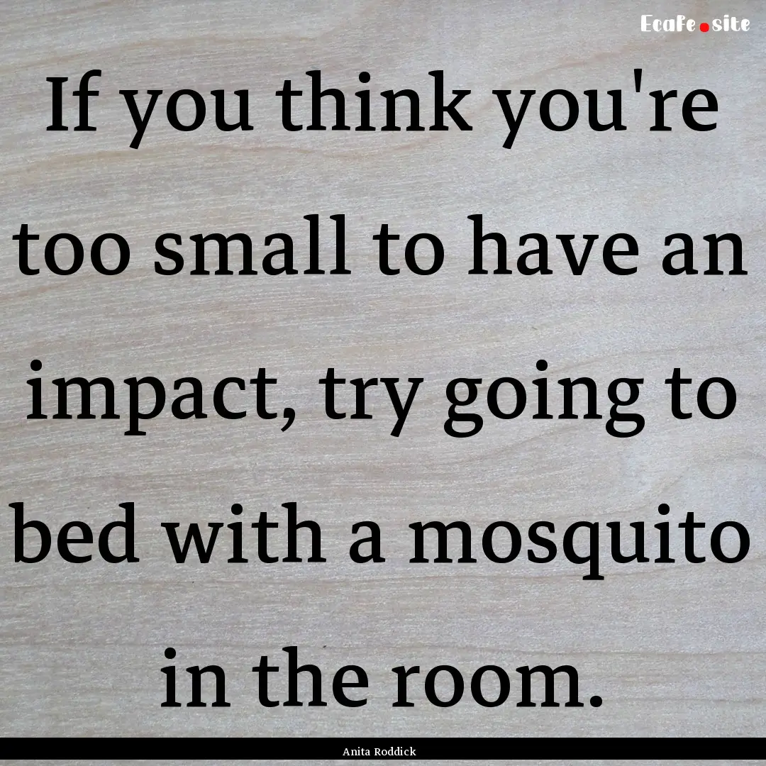 If you think you're too small to have an.... : Quote by Anita Roddick