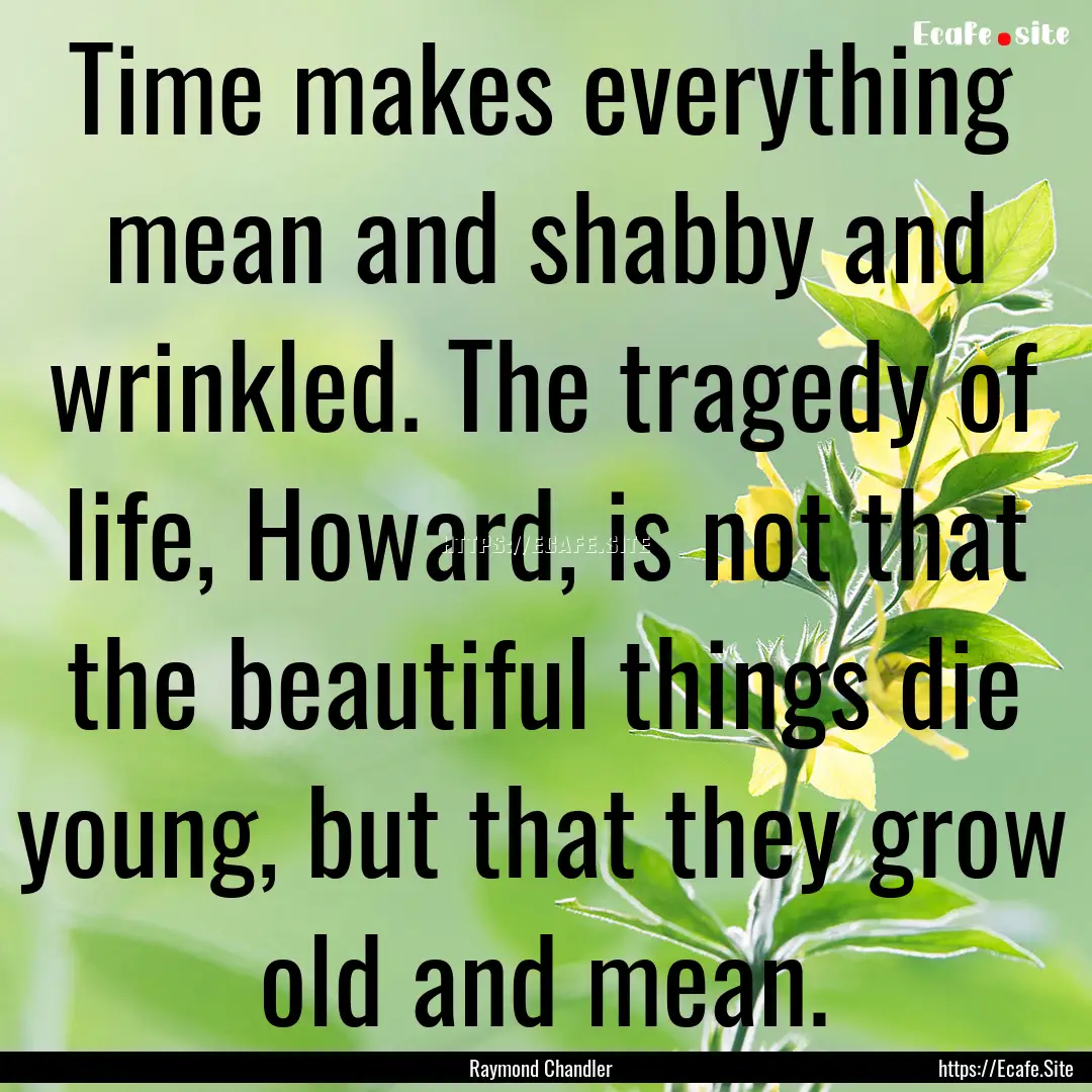 Time makes everything mean and shabby and.... : Quote by Raymond Chandler