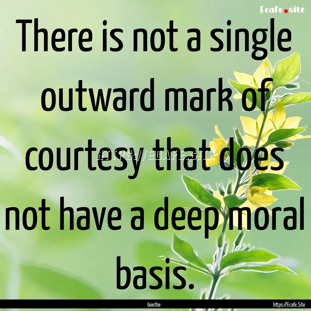 There is not a single outward mark of courtesy.... : Quote by Goethe