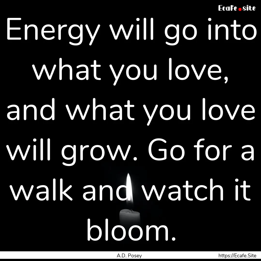 Energy will go into what you love, and what.... : Quote by A.D. Posey