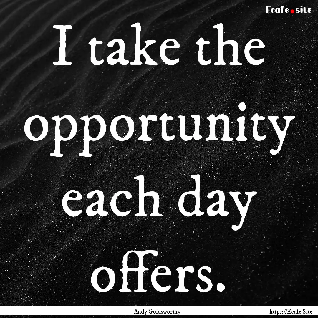 I take the opportunity each day offers. : Quote by Andy Goldsworthy