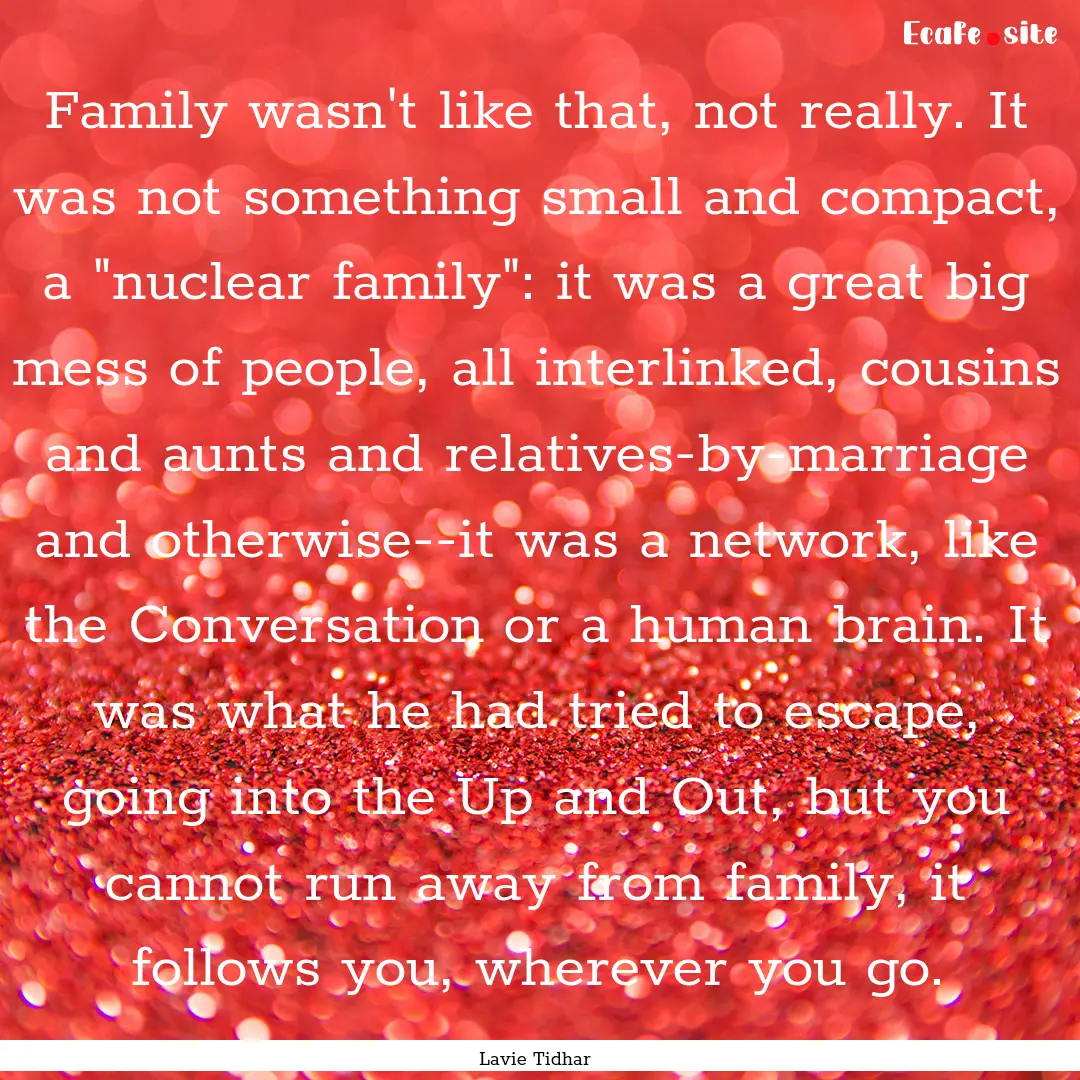 Family wasn't like that, not really. It was.... : Quote by Lavie Tidhar