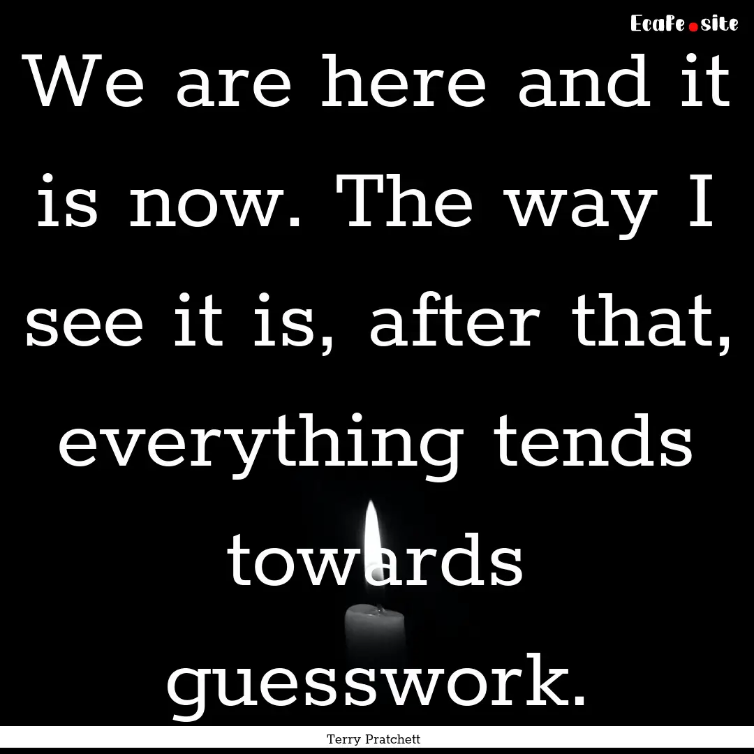 We are here and it is now. The way I see.... : Quote by Terry Pratchett