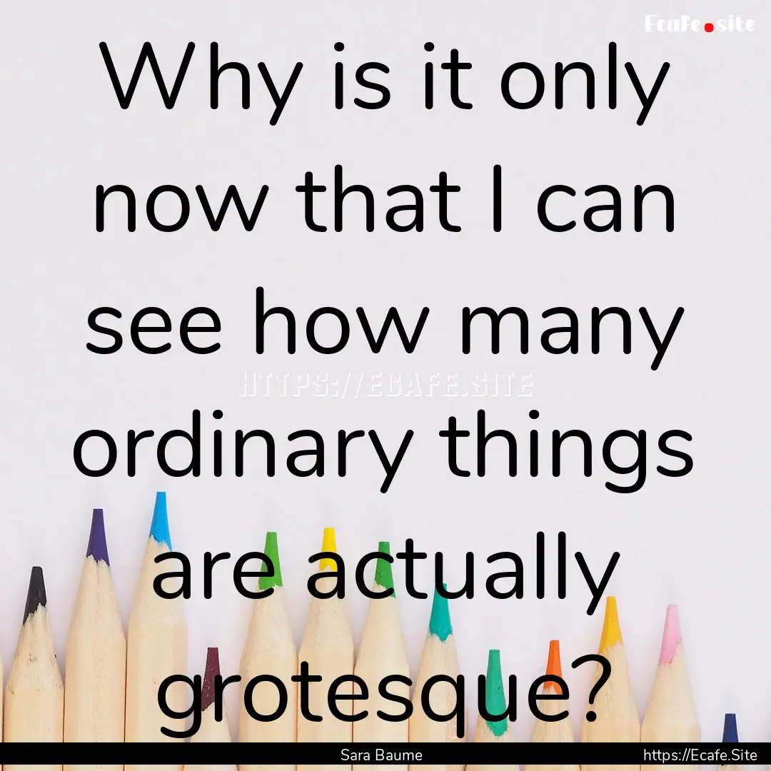 Why is it only now that I can see how many.... : Quote by Sara Baume