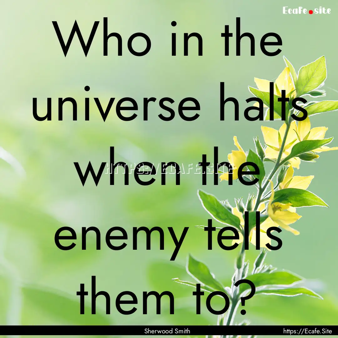 Who in the universe halts when the enemy.... : Quote by Sherwood Smith