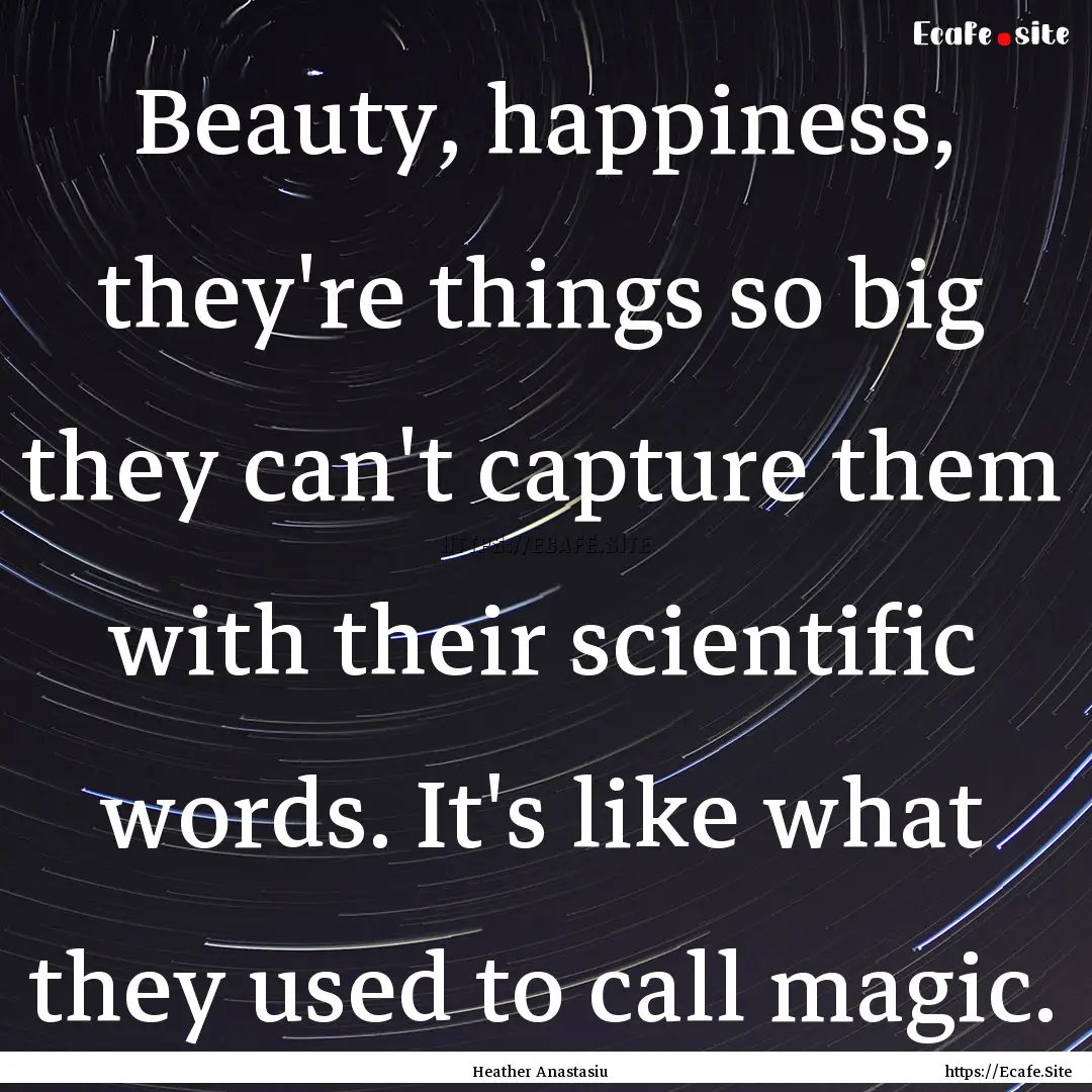 Beauty, happiness, they're things so big.... : Quote by Heather Anastasiu