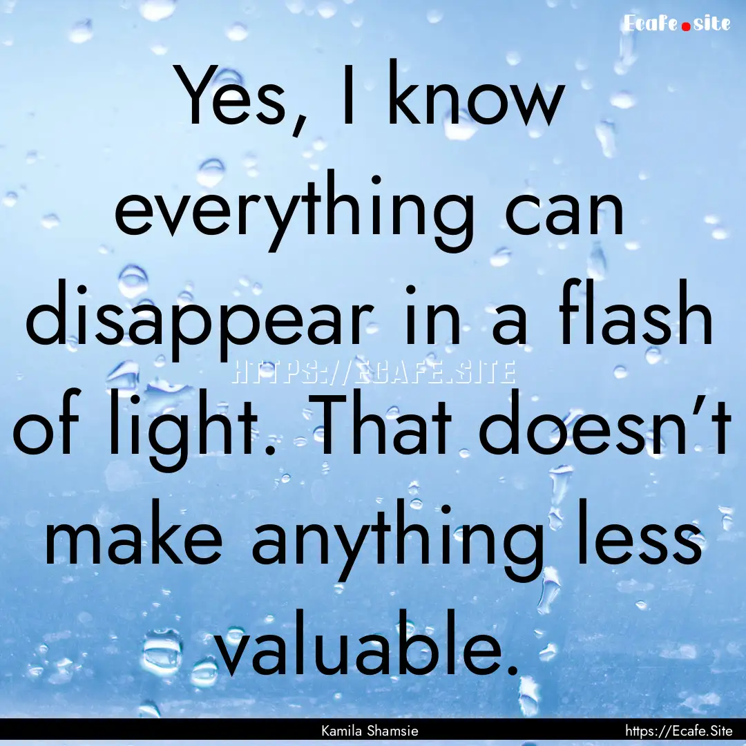 Yes, I know everything can disappear in a.... : Quote by Kamila Shamsie