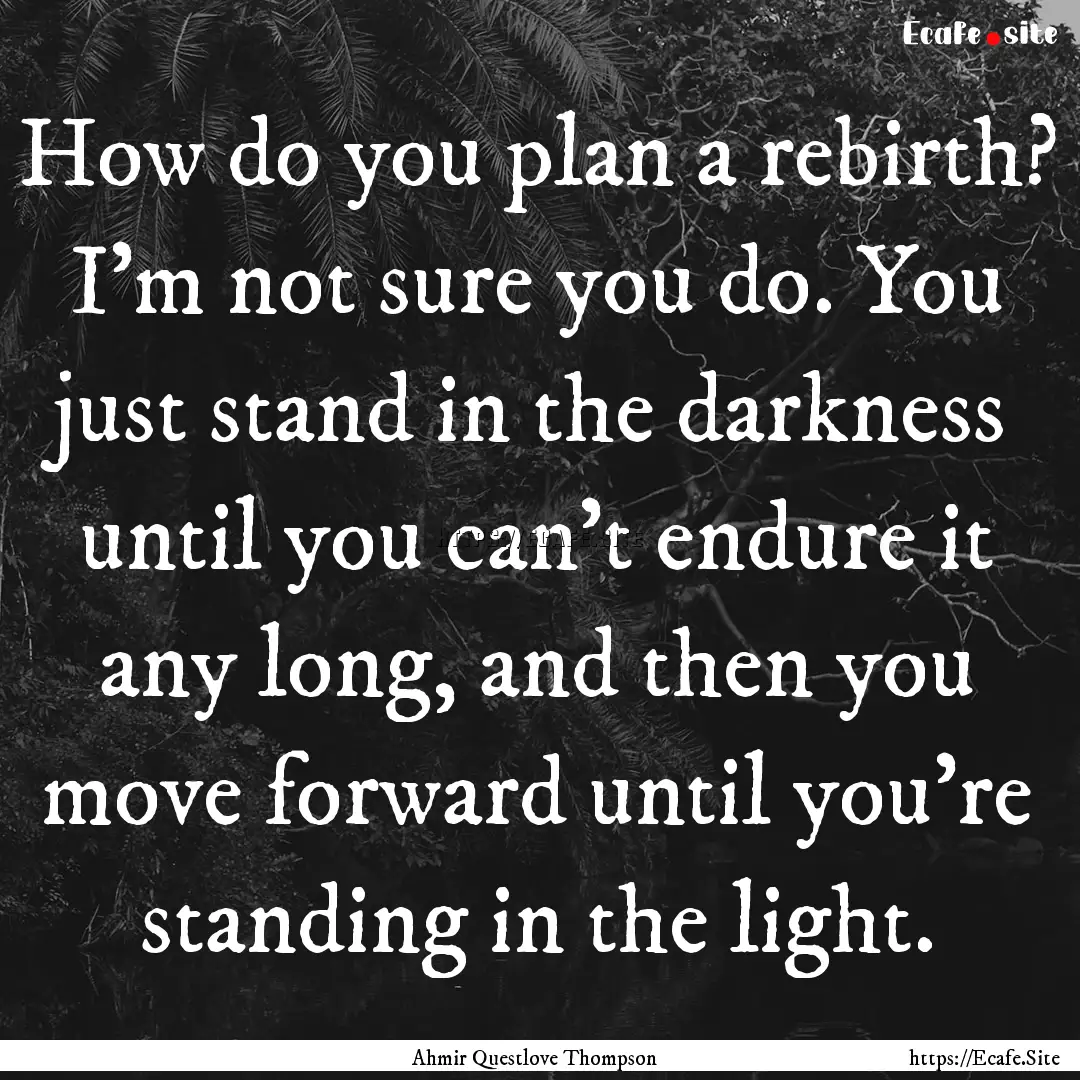 How do you plan a rebirth? I'm not sure you.... : Quote by Ahmir Questlove Thompson