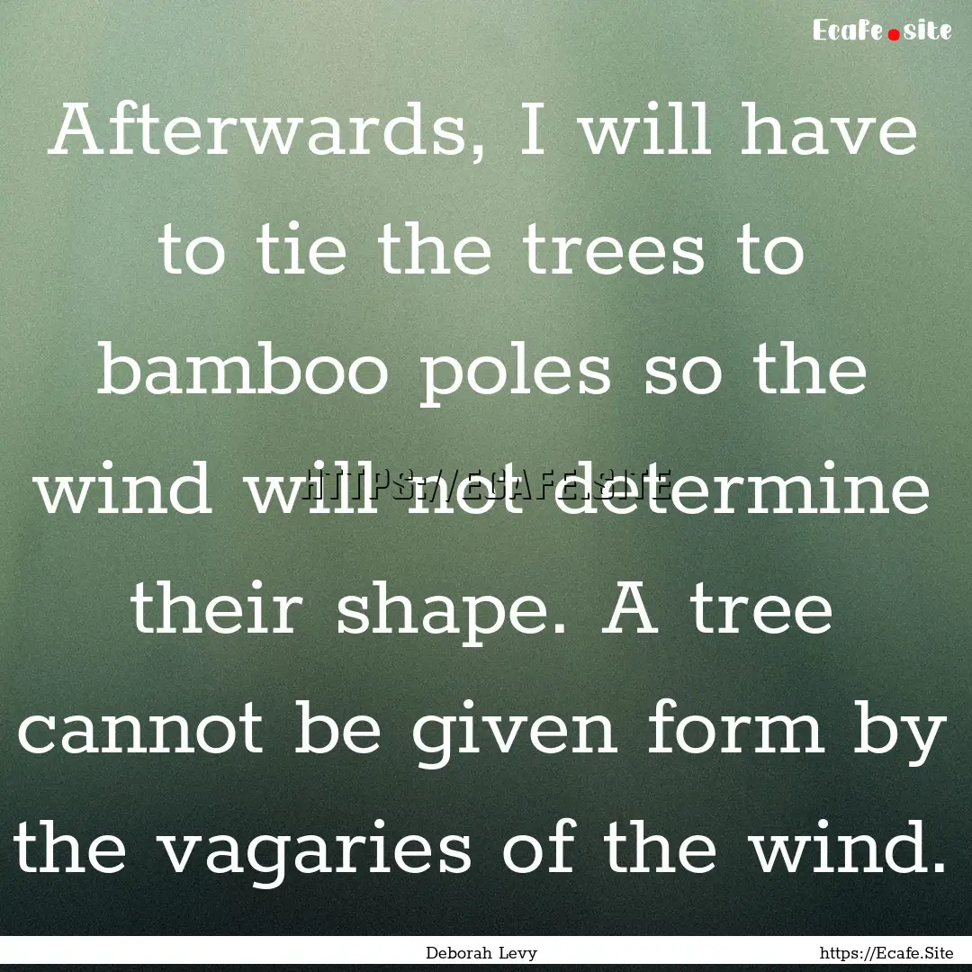 Afterwards, I will have to tie the trees.... : Quote by Deborah Levy