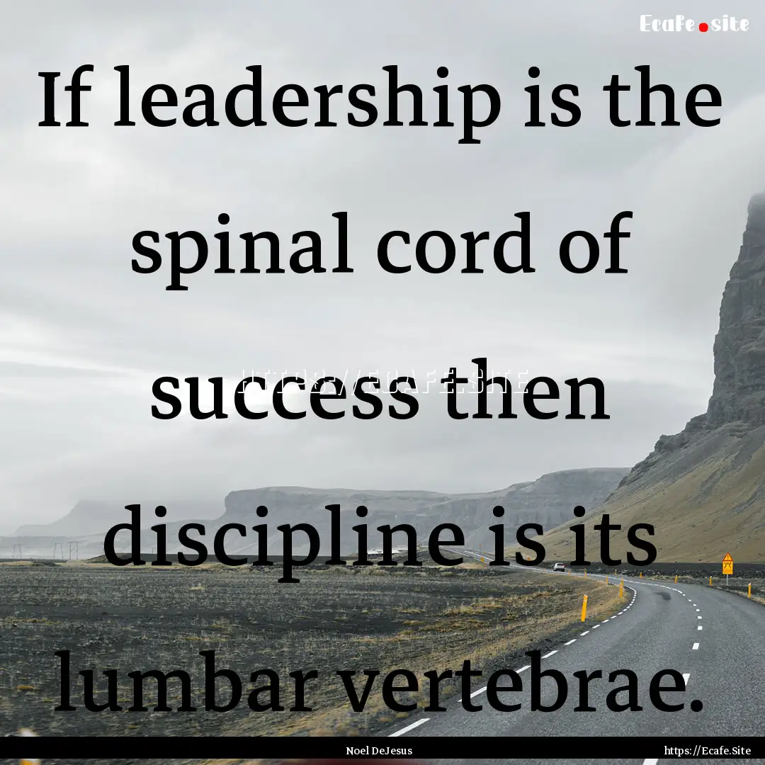 If leadership is the spinal cord of success.... : Quote by Noel DeJesus