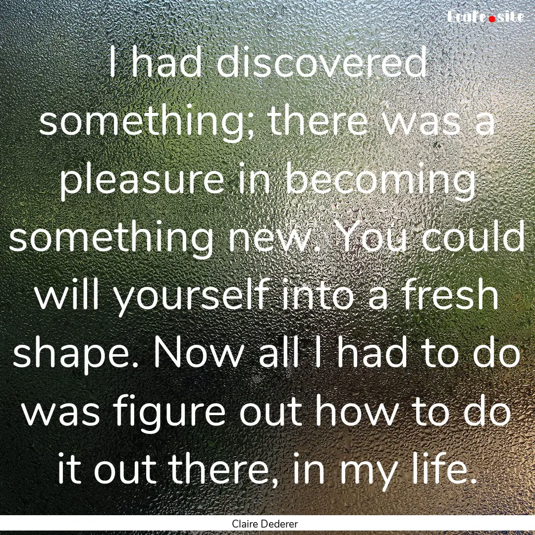 I had discovered something; there was a pleasure.... : Quote by Claire Dederer