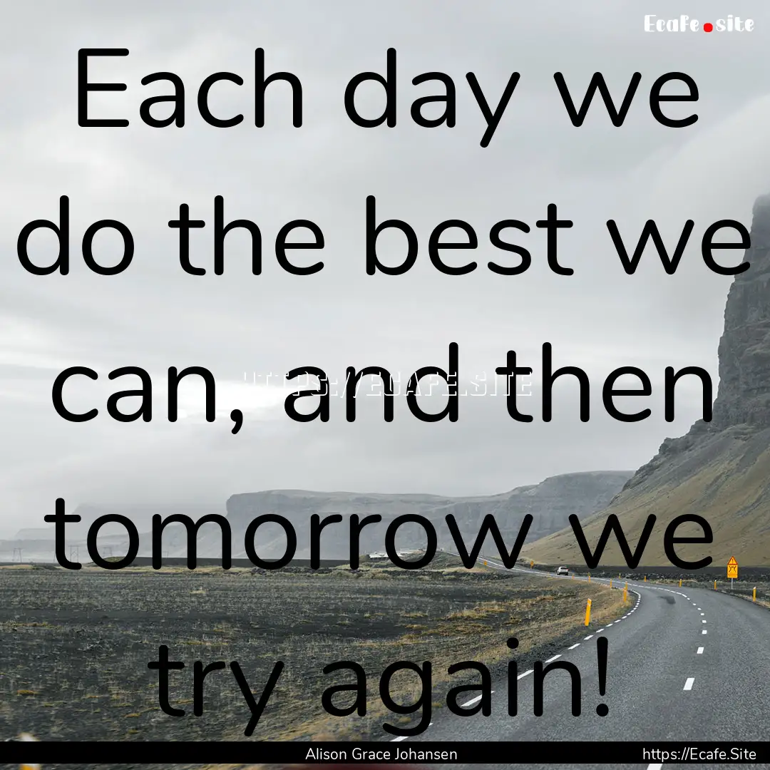 Each day we do the best we can, and then.... : Quote by Alison Grace Johansen