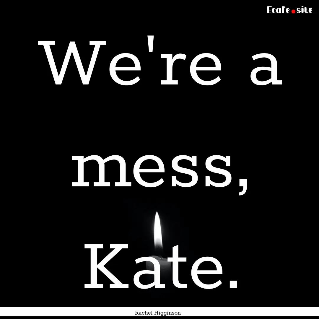 We're a mess, Kate. : Quote by Rachel Higginson