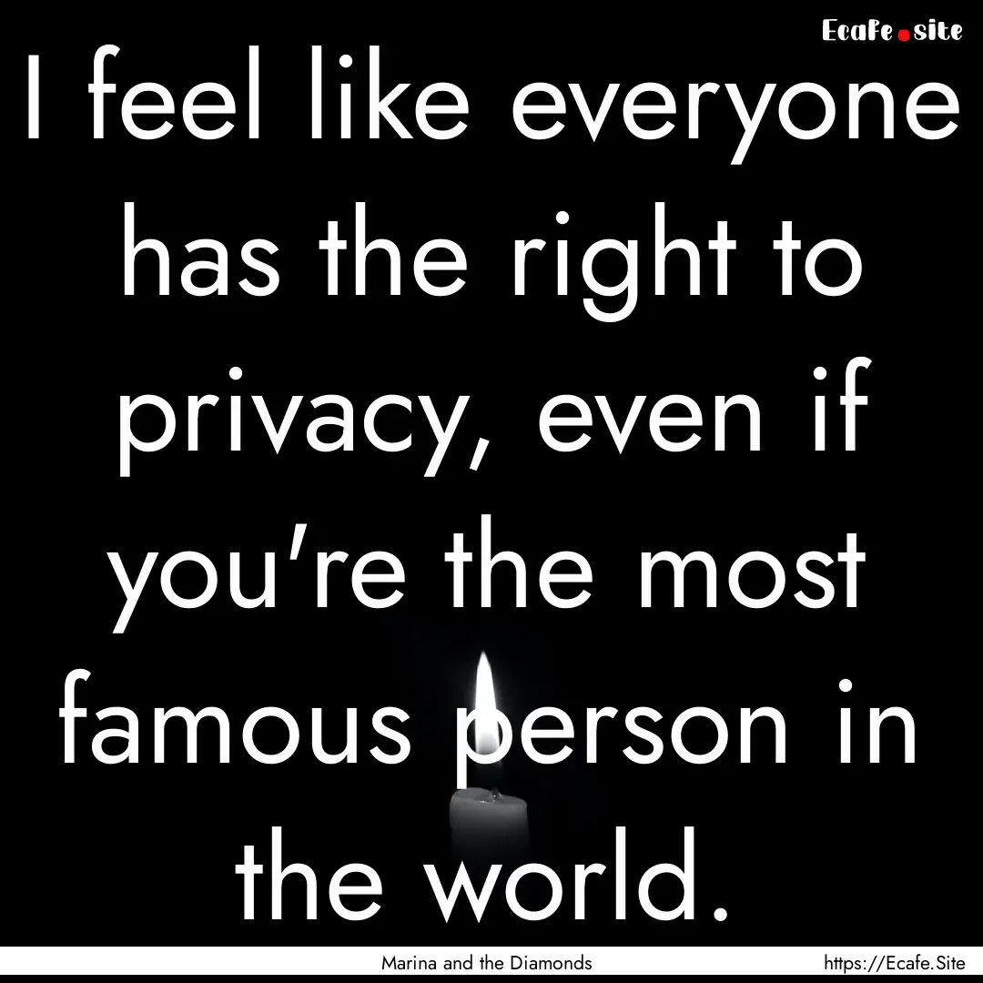 I feel like everyone has the right to privacy,.... : Quote by Marina and the Diamonds