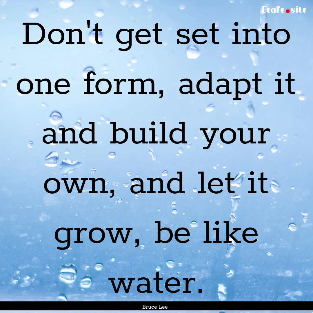 Don't get set into one form, adapt it and.... : Quote by Bruce Lee