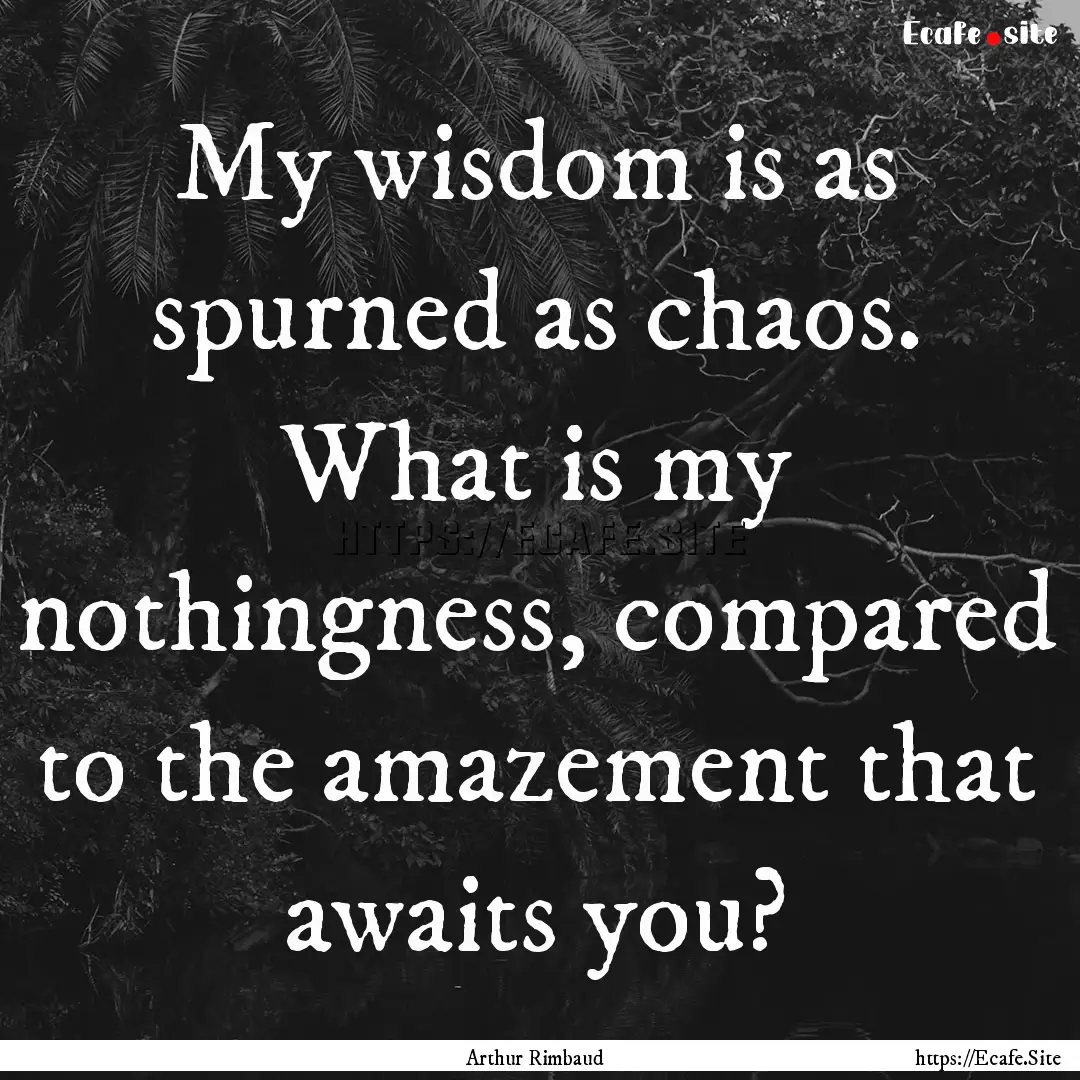 My wisdom is as spurned as chaos. What is.... : Quote by Arthur Rimbaud