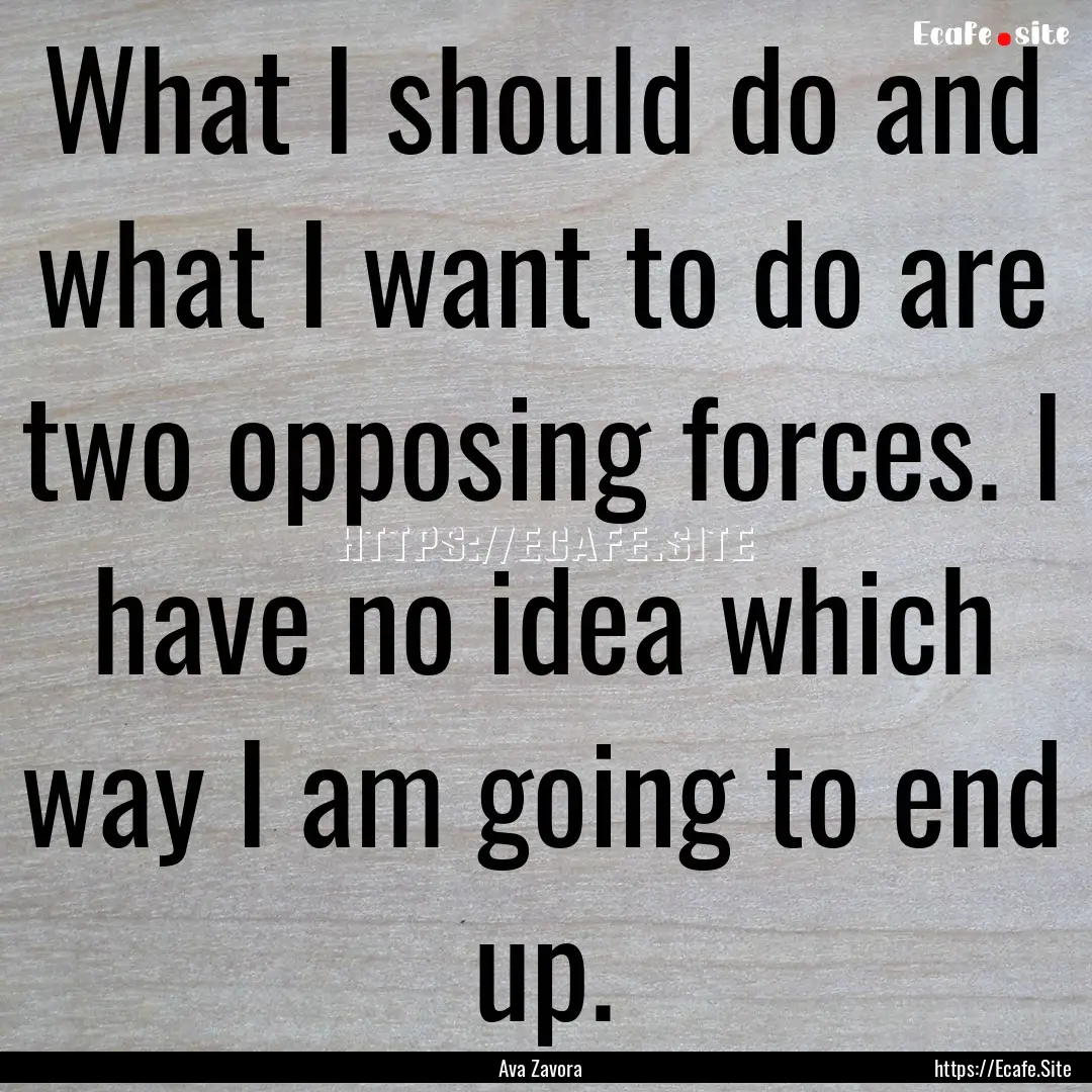 What I should do and what I want to do are.... : Quote by Ava Zavora