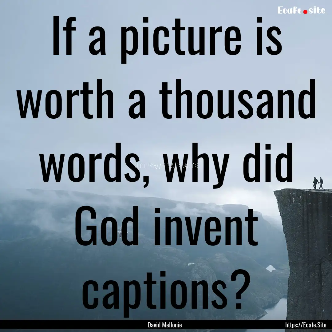 If a picture is worth a thousand words, why.... : Quote by David Mellonie