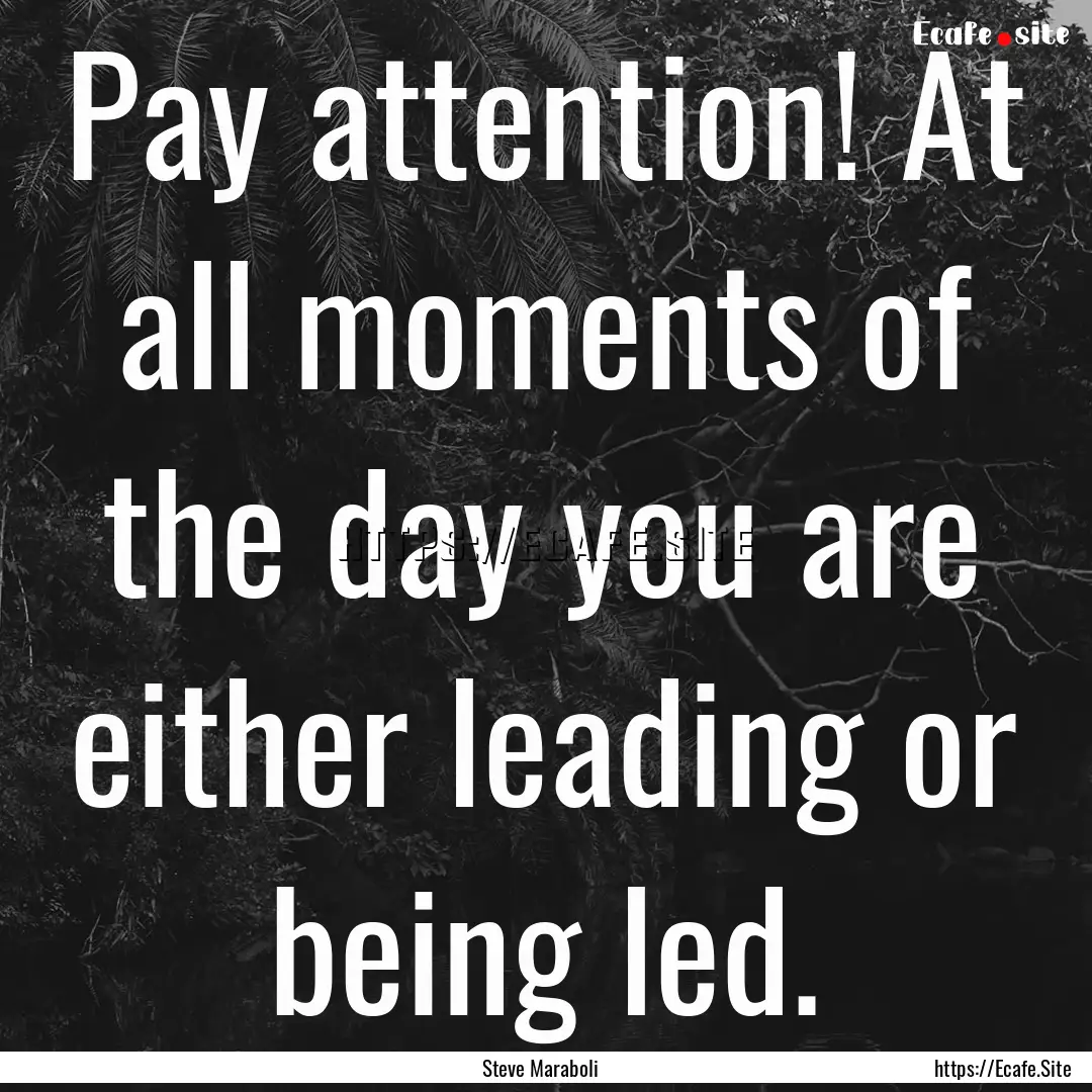 Pay attention! At all moments of the day.... : Quote by Steve Maraboli