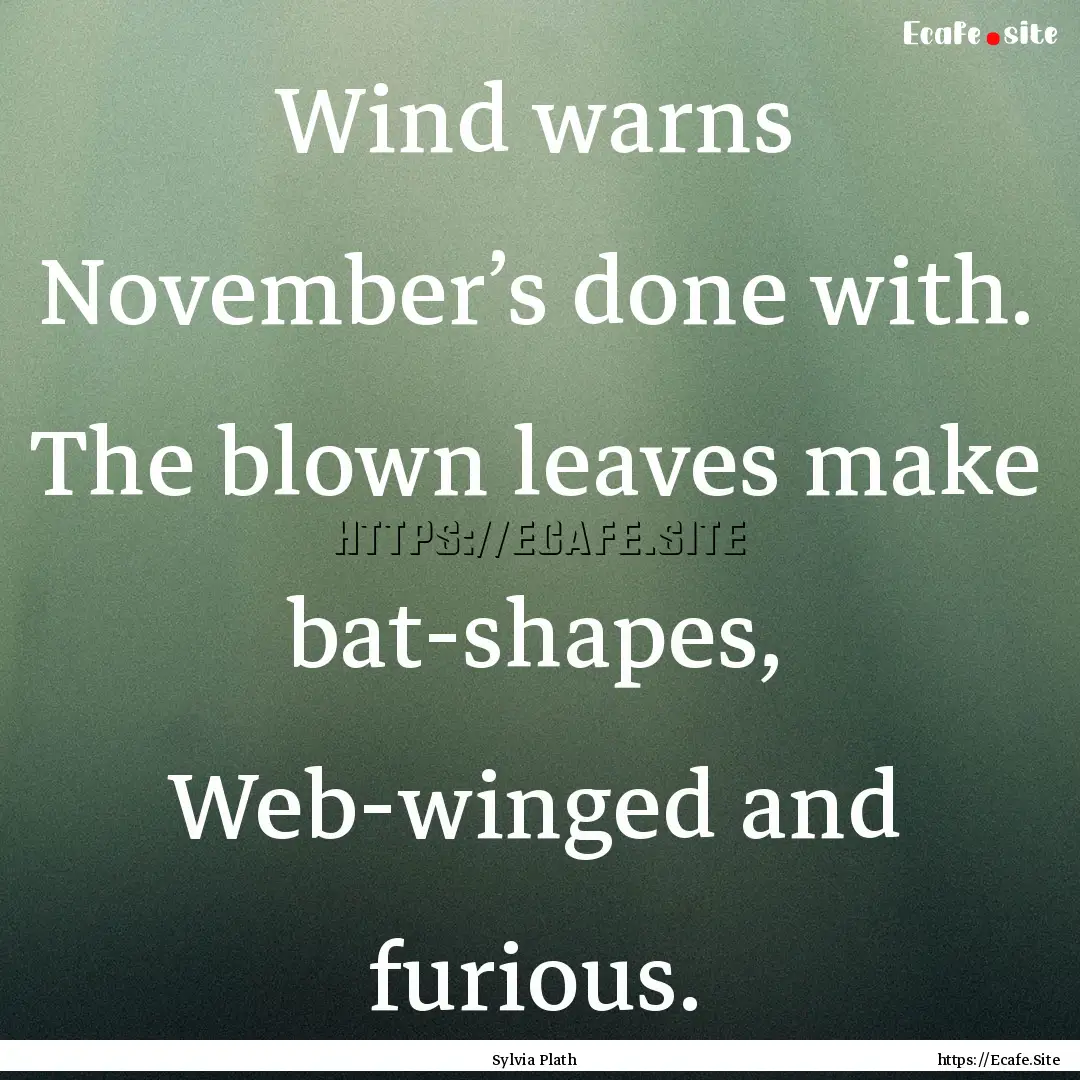 Wind warns November’s done with. The blown.... : Quote by Sylvia Plath