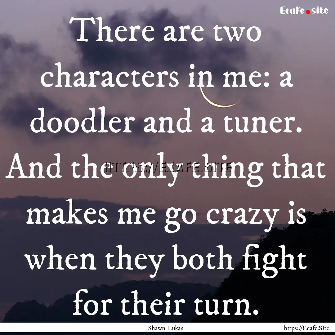 There are two characters in me: a doodler.... : Quote by Shawn Lukas