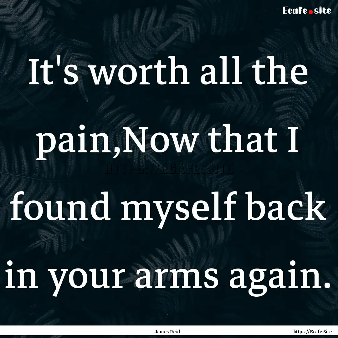 It's worth all the pain,Now that I found.... : Quote by James Reid