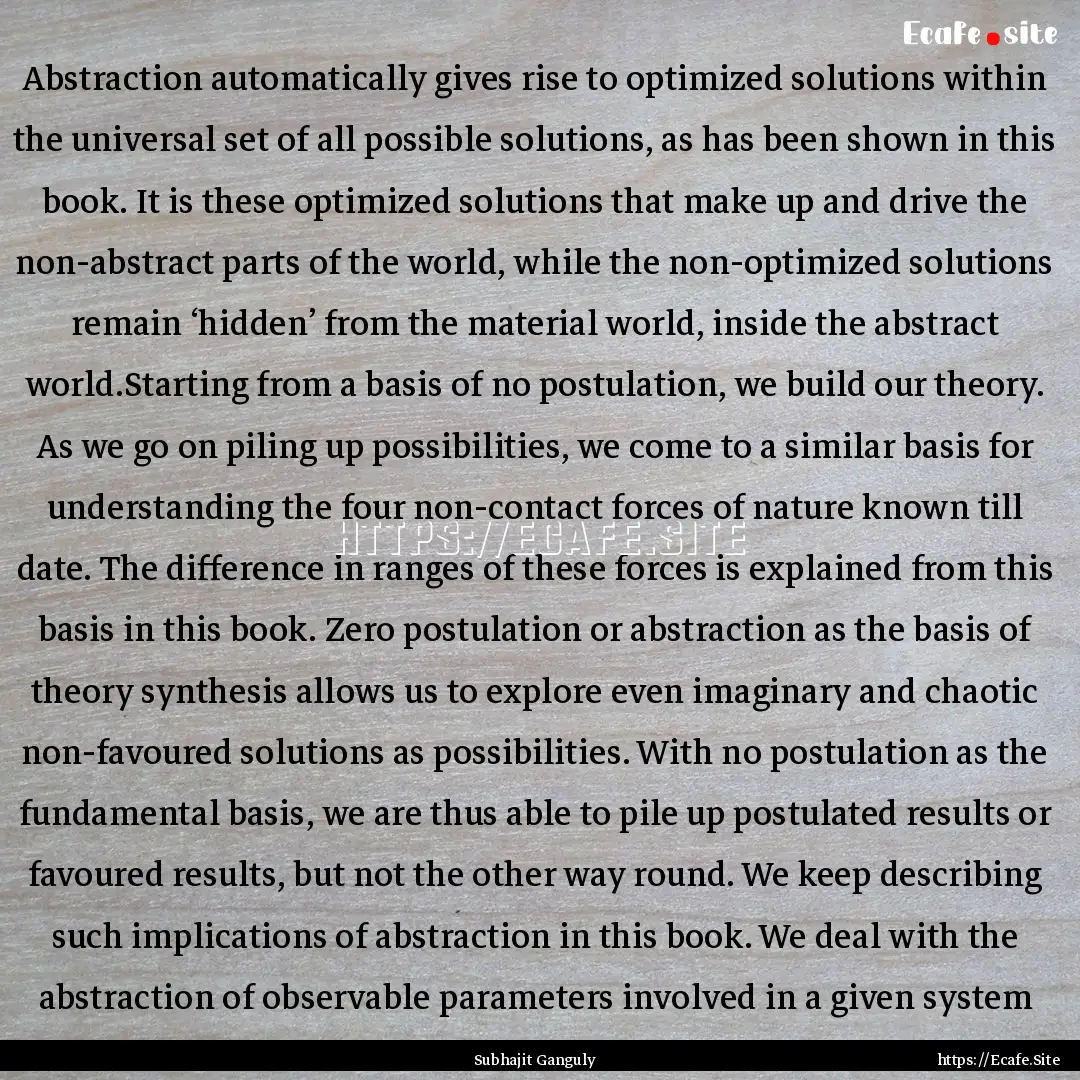 Abstraction automatically gives rise to optimized.... : Quote by Subhajit Ganguly