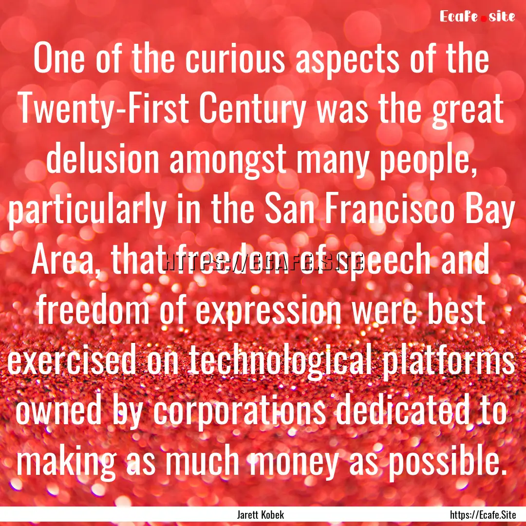 One of the curious aspects of the Twenty-First.... : Quote by Jarett Kobek