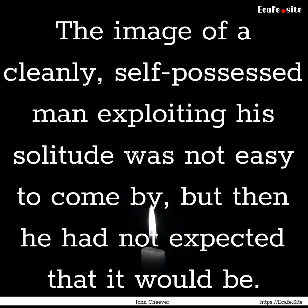 The image of a cleanly, self-possessed man.... : Quote by John Cheever