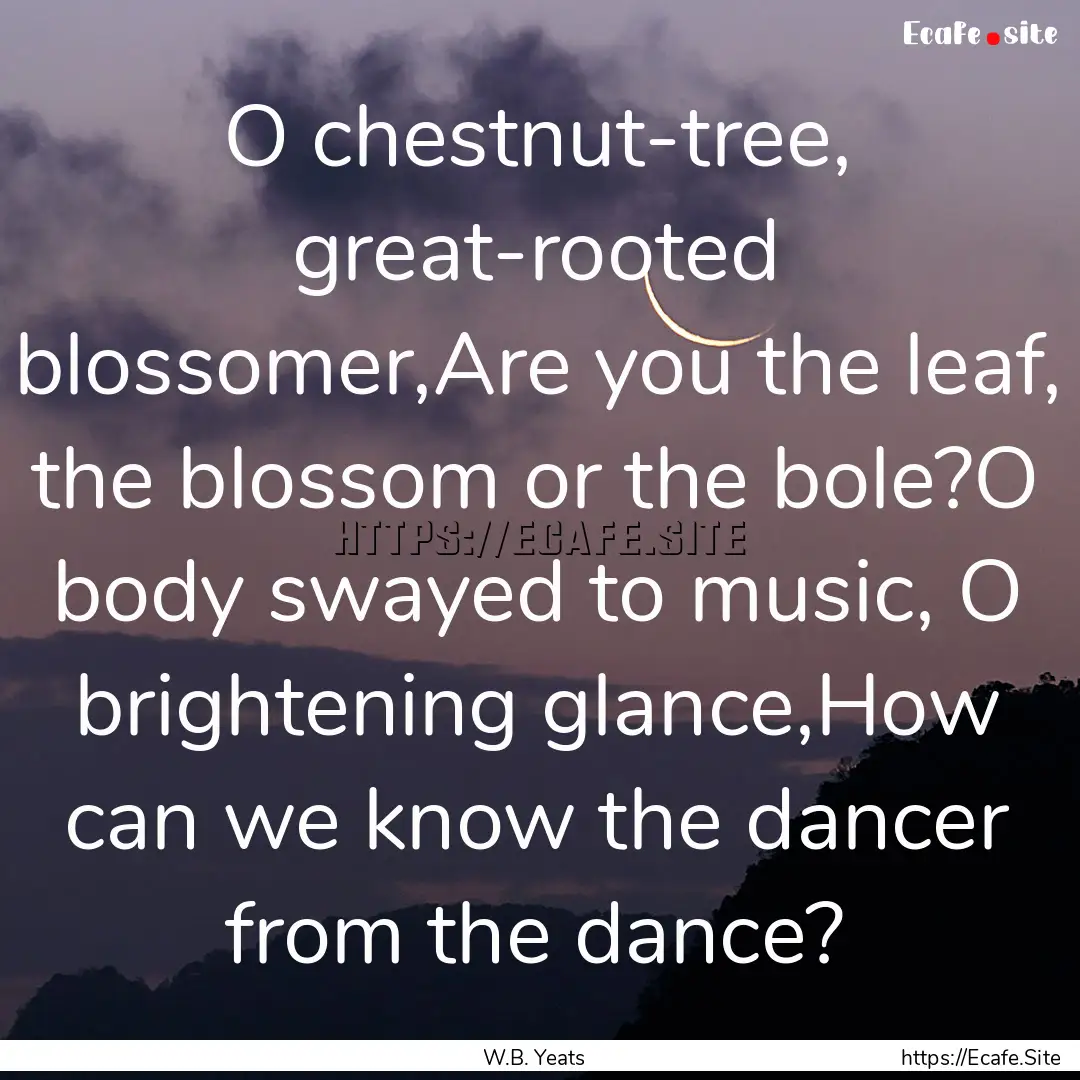 O chestnut-tree, great-rooted blossomer,Are.... : Quote by W.B. Yeats