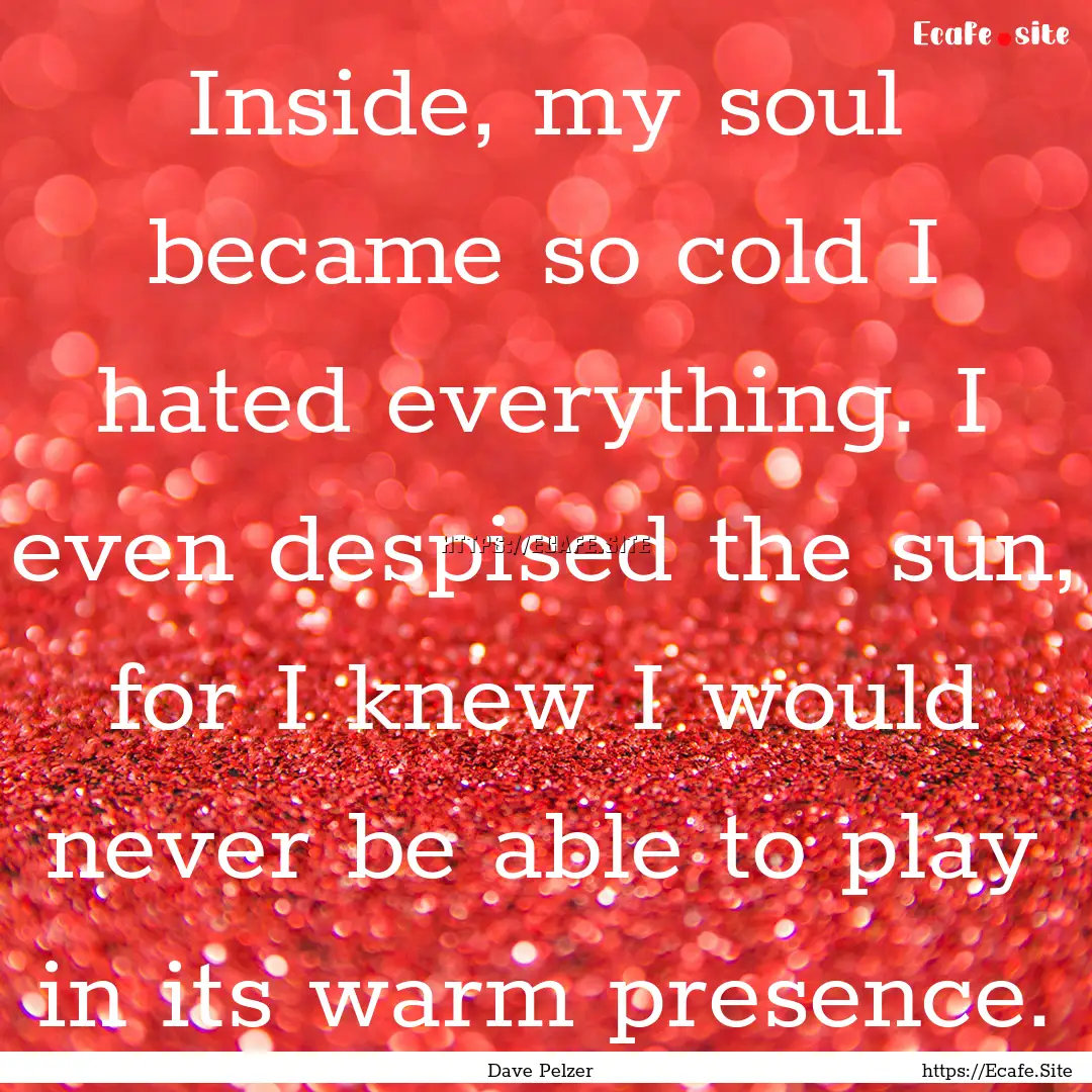 Inside, my soul became so cold I hated everything..... : Quote by Dave Pelzer