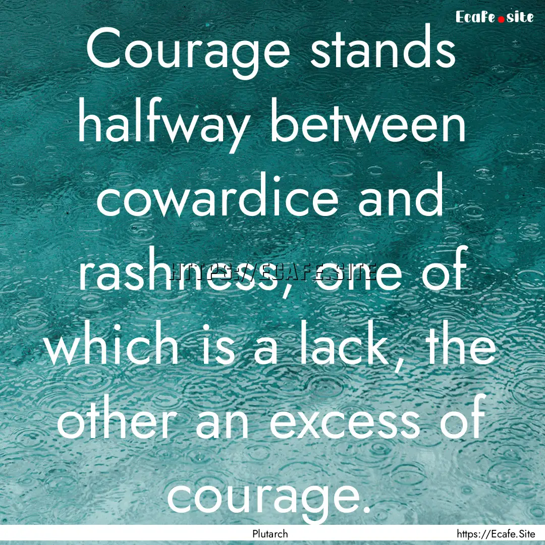 Courage stands halfway between cowardice.... : Quote by Plutarch