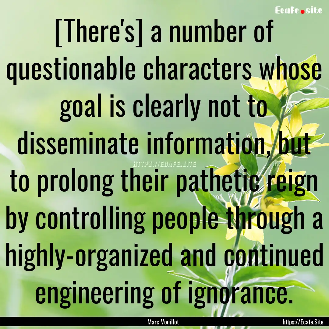 [There's] a number of questionable characters.... : Quote by Marc Vouillot